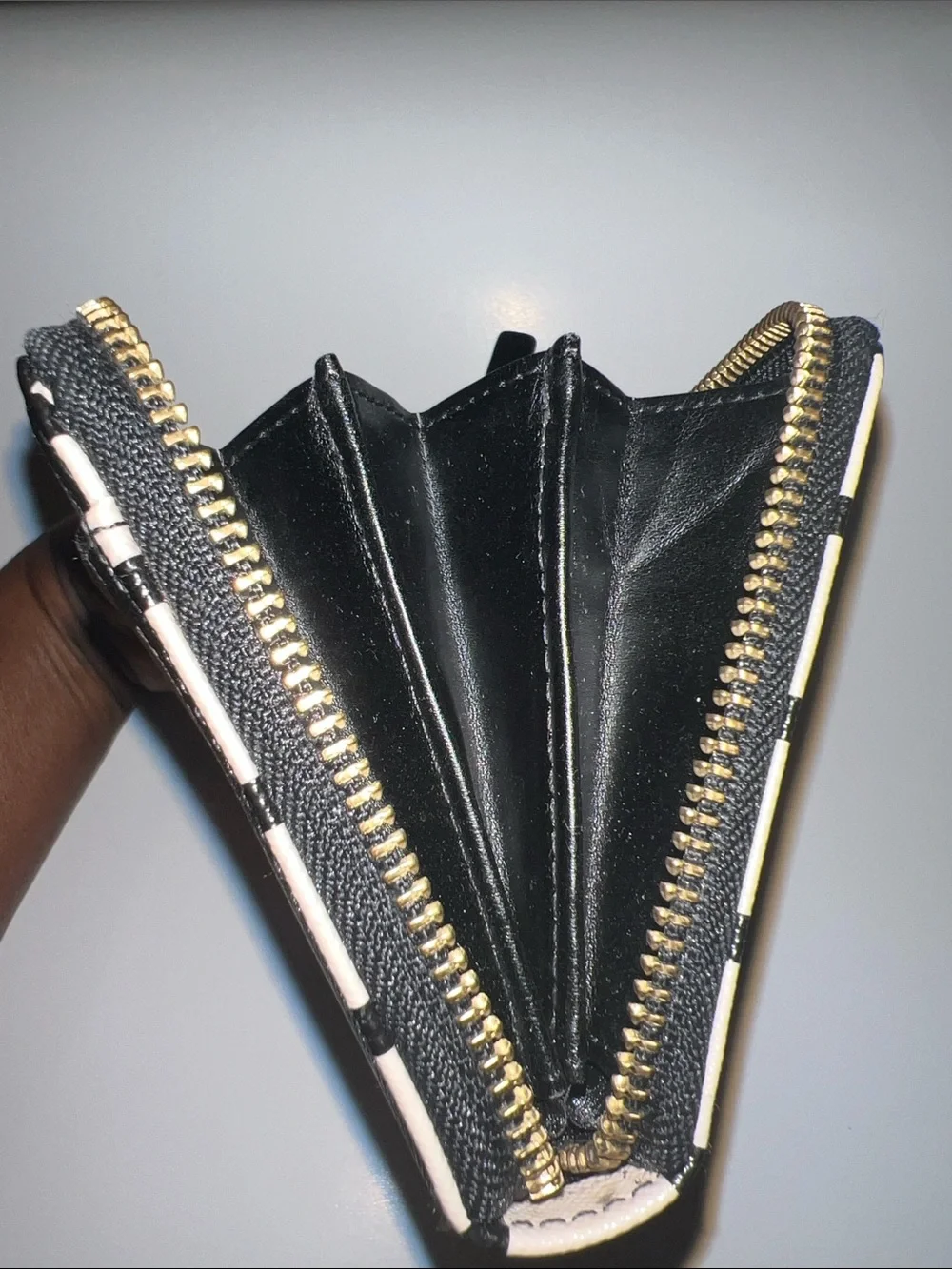kate spade Cream and Black Checkered Zip Wallet